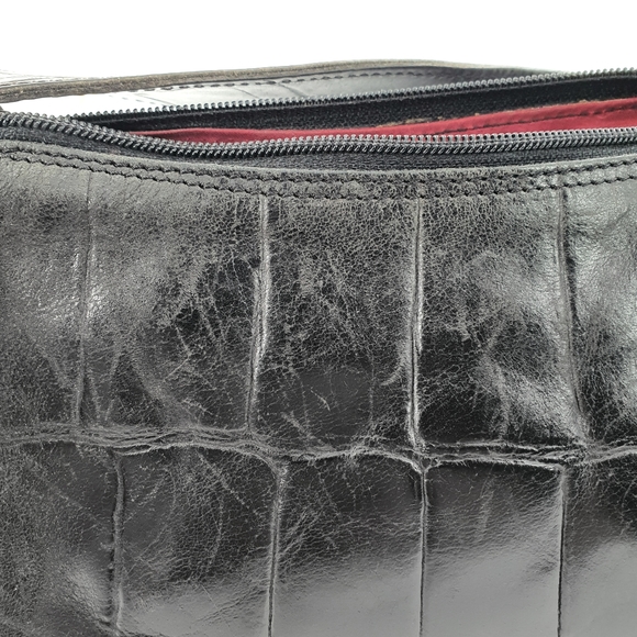 Ombu Y2K Leather Black 90s Baguette Handbag - Picture 6 of 8